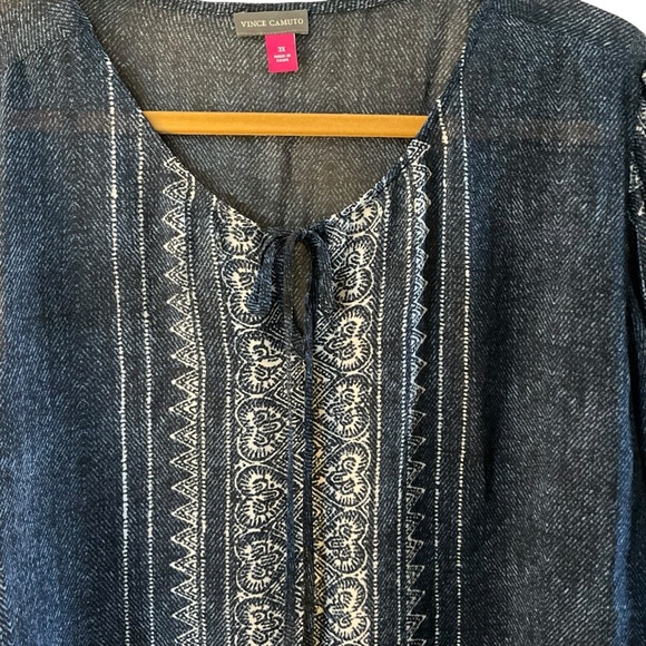 Vince Camuto Blue Puff Sleeve Blouse - Picture 2 of 8